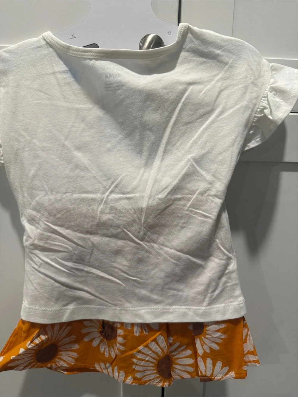 Carter's White Short-Sleeve Top with Orange Sunflower Ruffle